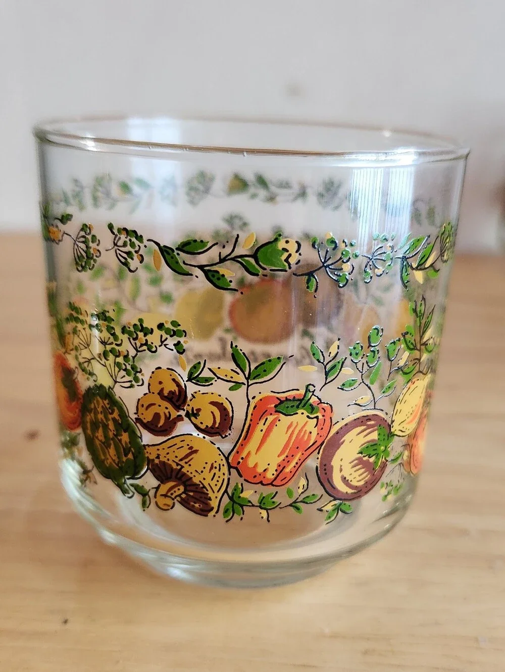 Vintage Libbey Pair Bonne Santé Fruit Glasses Spice Of LifeClear Floral Tumbler